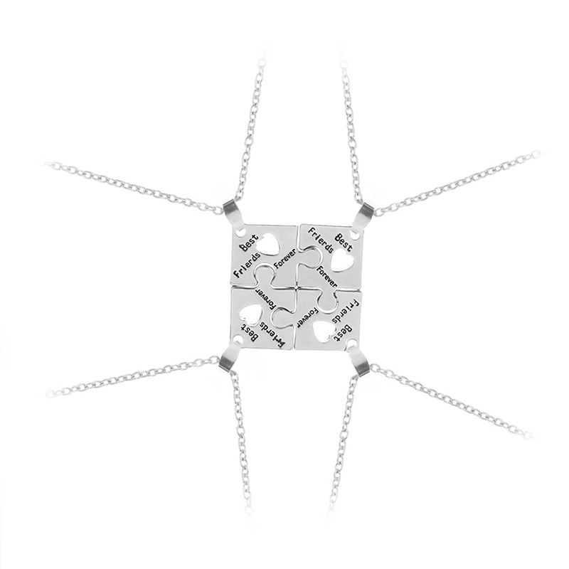 Пазл кулон для друзів Best Friends Forever. Підвіска для чотирьох друзів. Оригінальні подарунки найкращим подругам, фото 1