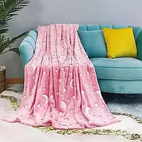 Плед магкий для детей Magic Blanket светящийся в темноте со звездами 120x150см Розовый