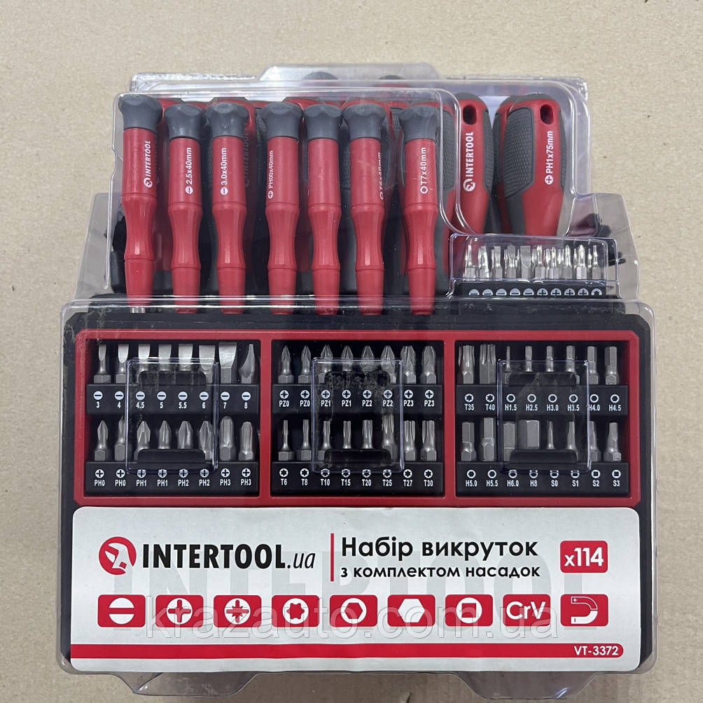 Набір викруток із комплектом насадок 114 од INTERTOOL VT-3372, фото 1