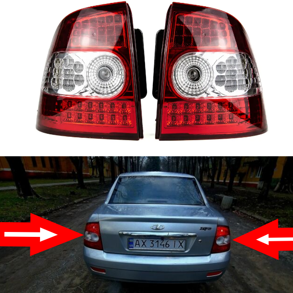 Ліхтарі задні 2 штуки на авто ВАЗ LADA 2170 Пріора LED AutoLight