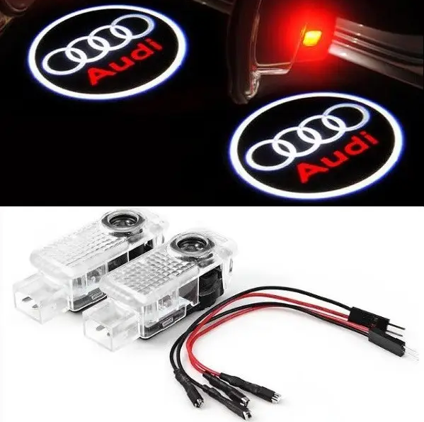 Підсвітка у двері з логотипом Audi (Ауді). Комплект 2 плафони