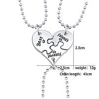 Кулоны друзей. Кулончик пазл для лучших подружек. Тройные подвески для 3 друзей Best Friends Forever