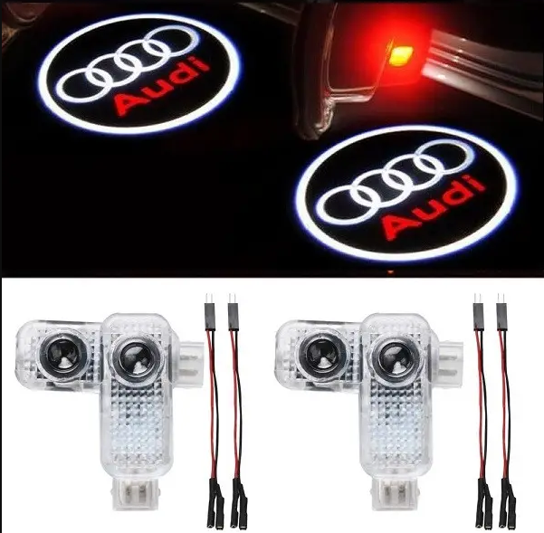 Підсвітка у двері з логотипом авто Audi (Ауді). Комплект 4 лампочки