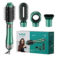 Фен щетка для волос 4в1 профессиональный воздушный стайлер многофункциональный 1000 Вт VGR V-493 зеленая
