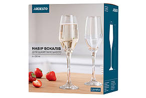 Набір бокалів для шампанського ARDESTO Loreto 6 шт, 230 мл, скло AR2623LC