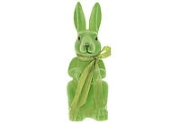 Фигурка декоративная Кролик с бантом с флоковым напылением 6*18см, цвет зеленый лайм