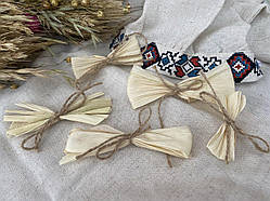 Бантики з кукурудзяного листя і джутової мотузки, 8-11см 10 шт\уп