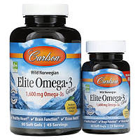 Carlson Labs, Elite Omega-3 1600 мг (120 капс.), рыбий жир, омега-3