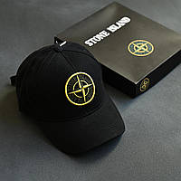 Кепка Stone ISland Black кепка черная с вышитыми лого золотистого цвета модель унисекс один размер