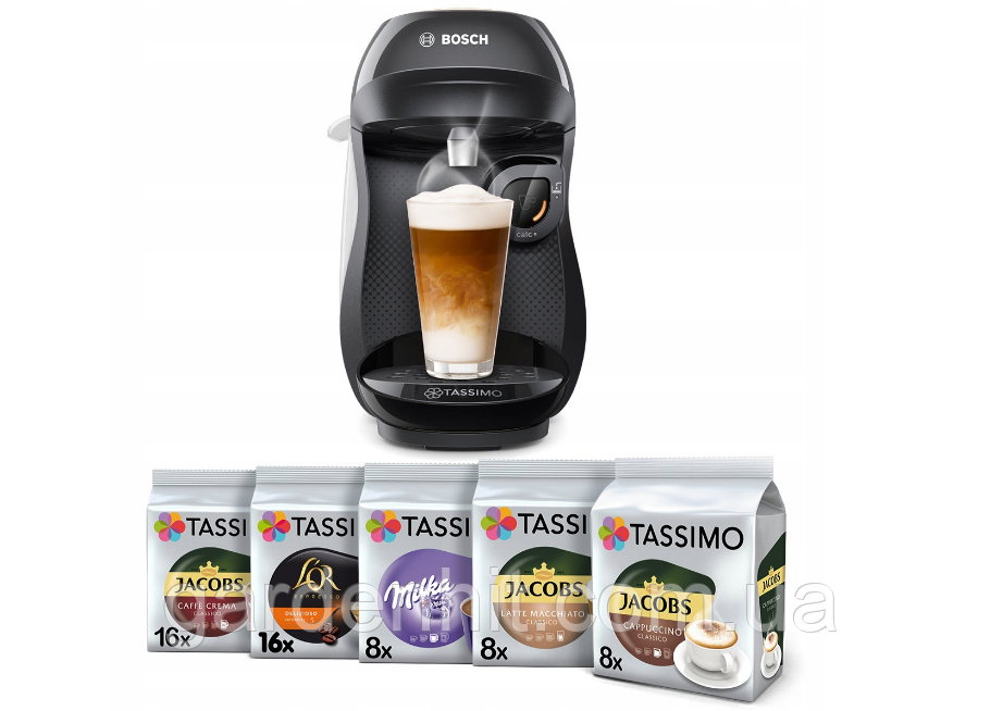 Капсульна кавоварка Bosch TAS1002N Happy 3.3 бара чорна