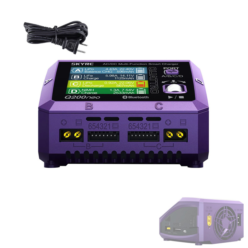 Зарядний пристрій для акумуляторів LiPo LiFe Lion NiMh, 4кан, SkyRC Q200neo