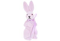 Фигурка декоративная Кролик с бантом с флоковым напылением 8*21.5см, цвет лавандовый