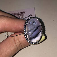 Кольцо овал дендритовый опал размер 16,5 кольцо с дендро-опалом в серебре Индия