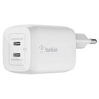 Зарядное устройство сетевое Belkin 65Вт 2хUSB-С GAN PD PPS, белый