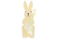 Фигурка декоративная Кролик с бантом с флоковым напылением 5*13см, цвет пастельный желтый
