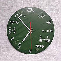 Настінний годинник для кабінету математики зелений 35 см