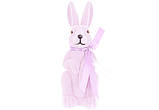 Фігурка декоративна Кролик із бантом з флоковим напиленням 5*13см, колір - лавандовий, фото 2