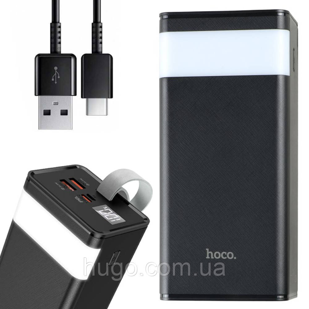Повербанк на 40000 mAh з ліхтариком HOCO J86, 2хUSB, USB-C / Зовнішній акумулятор зі швидкою зарядкою та дисплеєм