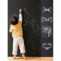 Доска стикер для рисования мелом Black Board Sticker 200х45 см с мелками