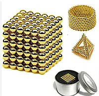 Магнітний конструктор головоломка з 216 неодимових кульок Neocube золотистий