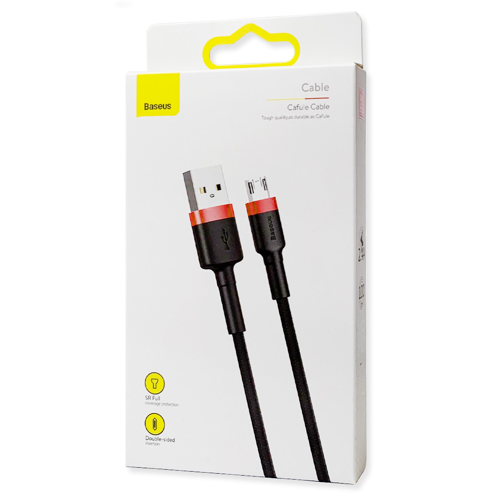 Кабель зарядки Baseus Cafule Cable USB to Micro USB 2.4A 1м (CAMKLF-B91) черно-красный