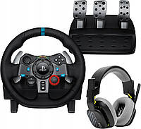 Руль + педали Logitech G29 Driving Force + игровые наушники