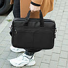 Сумка для ноутбука та документів з екошкіри чорна чоловічий діловий портфель., фото 3
