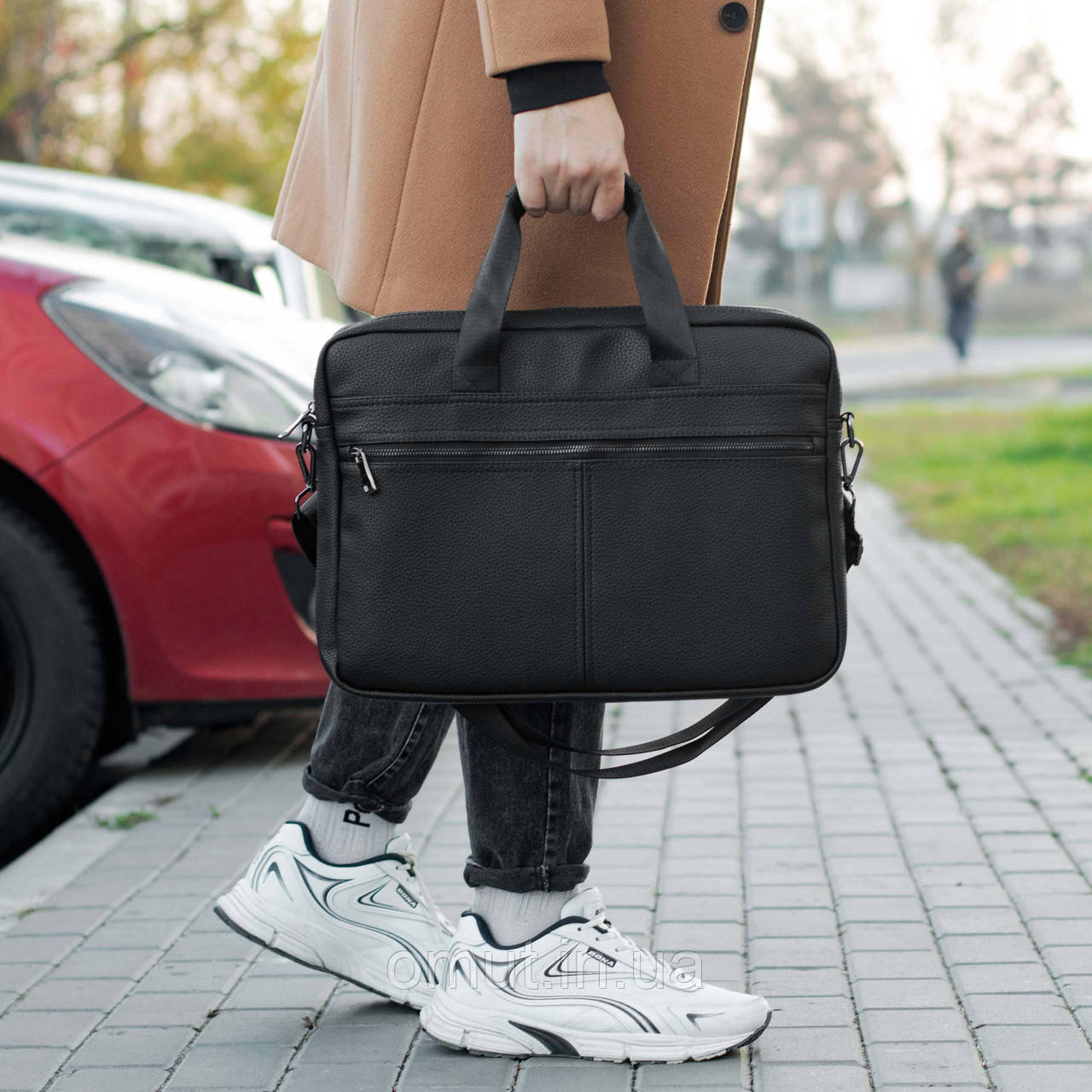 Сумка для ноутбука та документів з екошкіри чорна чоловічий діловий портфель., фото 1