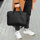 Сумка для ноутбука та документів з екошкіри чорна чоловічий діловий портфель., фото 4