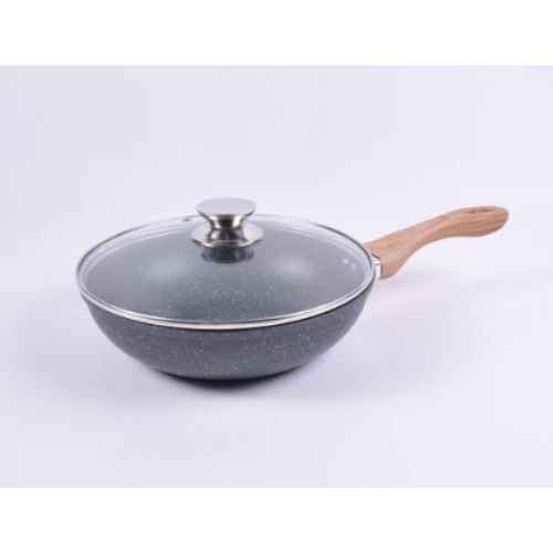 Сковорода глубокая WOK 30см с крышкой мраморное покрытие Soft touch BN-490 Benson. Антипригарная сковорода - фото 1 - id-p2065063318