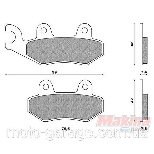 Колодки гальмівні Loncin LX200GY-3, Pruss,Pantera 200, Geon X-Road 250, XY250GY-15С,TRICKER,FDB497,Ліве вухо, фото 1