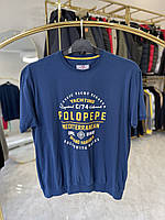 Мужская батальная футболка PoloPepe 9816 Турция большие размеры 5ХЛ синяя