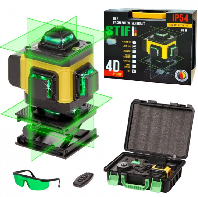 STIF Germany 3D Лазерний рівень BL-05TS Штатив, Мікроліфт + 2 Аккумулятора, фото 1