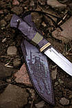 Ексклюзивний ніж ручної роботи «Герой #1» зі шкіряними піхвами N690/61 HRC., фото 3
