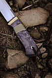 Ексклюзивний ніж ручної роботи «Герой #1» зі шкіряними піхвами N690/61 HRC., фото 6
