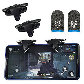 Комплект: тригери для гри C10 King Kong чорні тригер для телефону pubg cod + 2 напальчники Sarafox v2