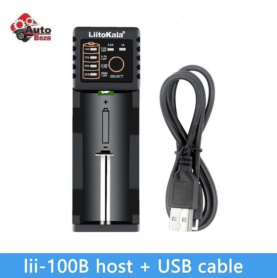 LiitoKala Lii-100B універсальний зарядний пристрій 18650, АА, ААА з дісплеем заряду