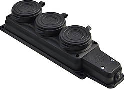 Колодка каучукова 2Р+PE з захисними кришками тримісна 16А IP44  A0250010009