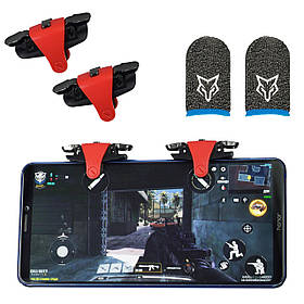 Комплект: тригери для гри C10 King Kong червоні тригер для телефону pubg cod + 2 напальчники Sarafox v2