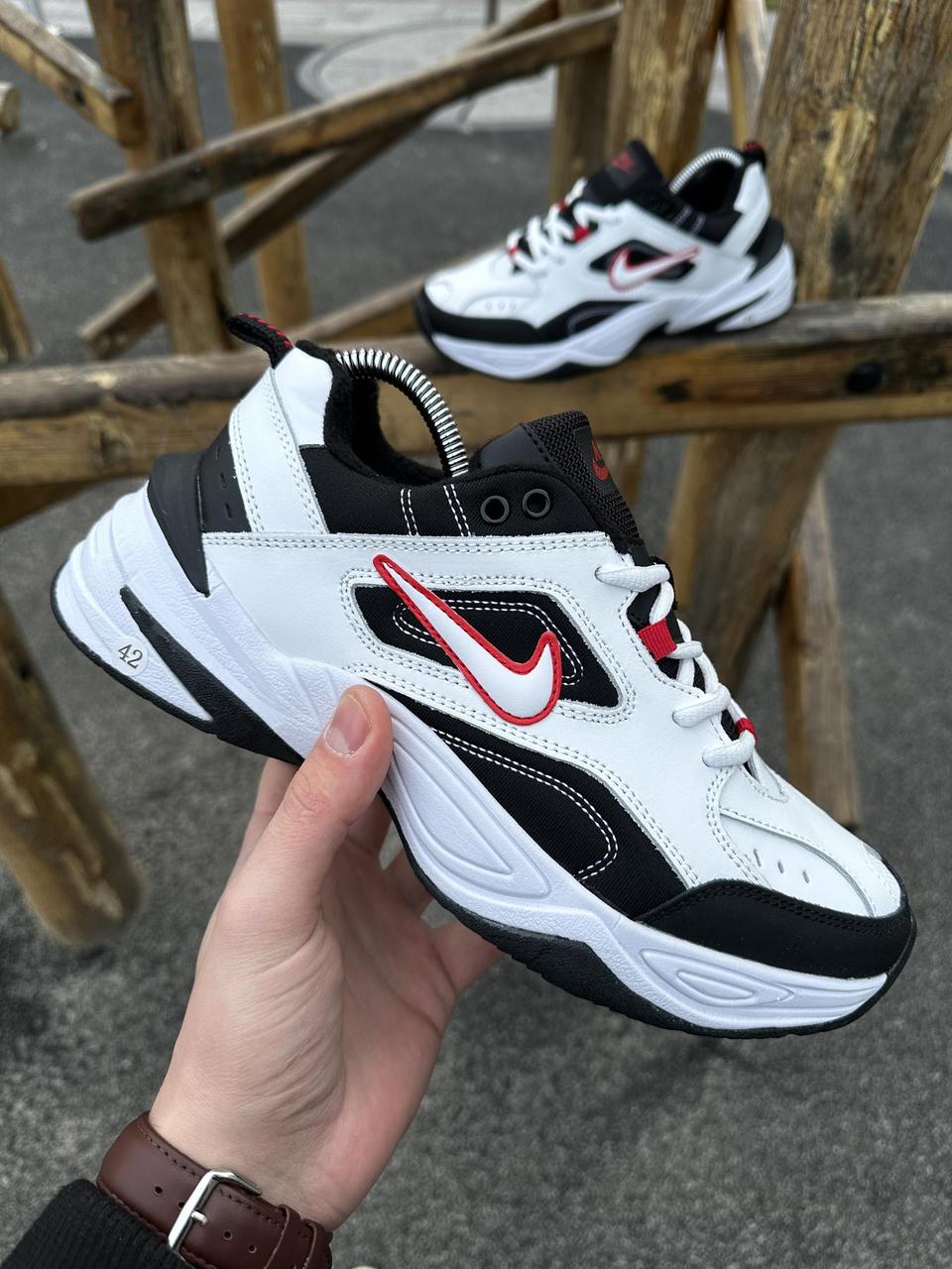 Чоловічі зимові кросівки Nike M2K Monarch із флісом (white & red) ||