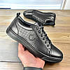 Чоловічі шкіряні кеди  (натуральна шкіра) демісезонні чорні, чоловіче взуття весна осінь, розмір 40 41 42 43 44 45, фото 4