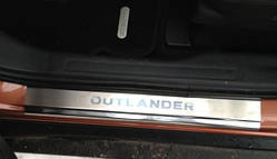Накладки на пороги Mitsubishi outlander xl (06-12) (аутлендер), логотип гравіювання, неірж.