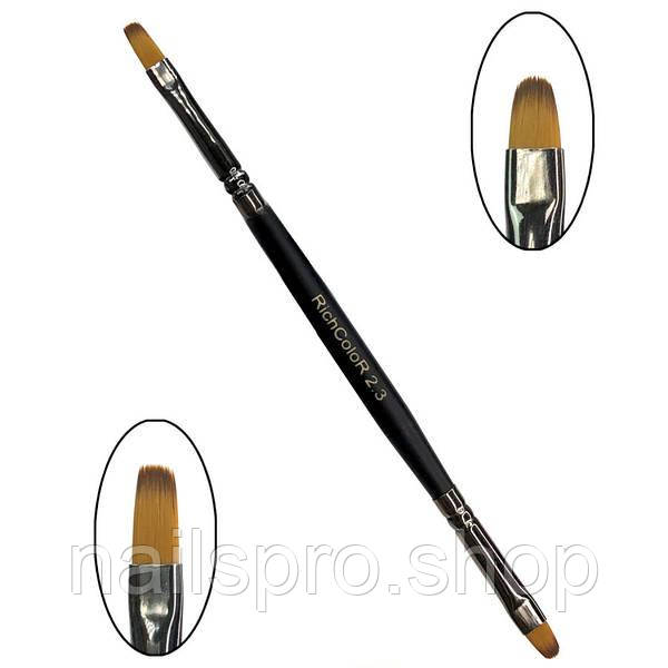 Пензель для дизайну нігтів двосторонній  RichСolor №2.3 нейлон, фото 1