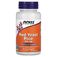 Красный дрожжевой рис 600 мг Now Foods Red Yeast Rice для здоровья всего организма 60 растительных капсул