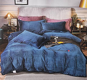 Потільний комплект "Моніка Велюр" Синій, Євророзмір