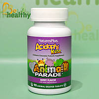 Детские пробиотик AcidophiKidz, NaturesPlus, Animal Parade, ягодный вкус, 90 жевательных таблеток