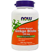 Гинкго Билоба США NOW (Ginkgo Biloba) 200 капсул (для сосудов, мозга, улучшает память, инсульт, давление)