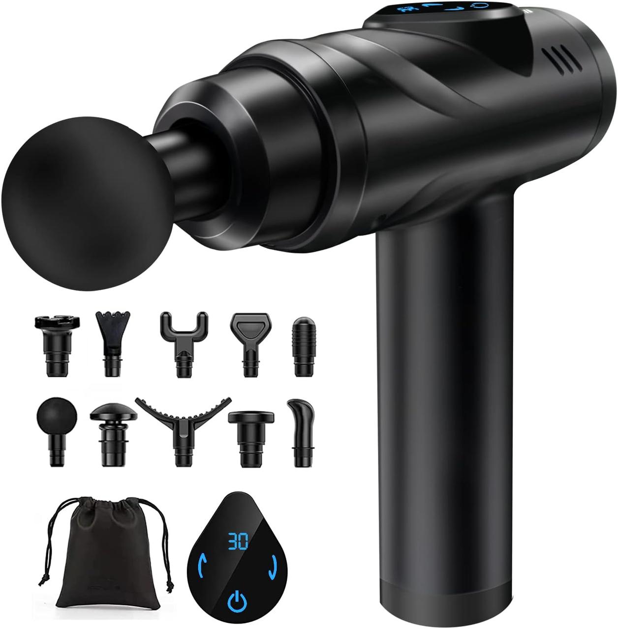Масажний пістолет з 30 швидкостями, Muscle Massager Fitgun, Ручний масажер для розслаблення плечей та шиї, Масажер для спини