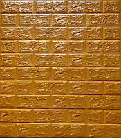Декоративная стеновая 3Д панель самоклейка под кирпич золото 77*70 см толщиной 3 мм