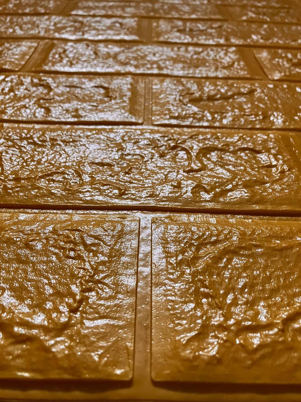 Декоративная стеновая 3Д панель самоклейка под кирпич золото 77*70 см толщиной 3 мм - фото 4 - id-p2065127123
